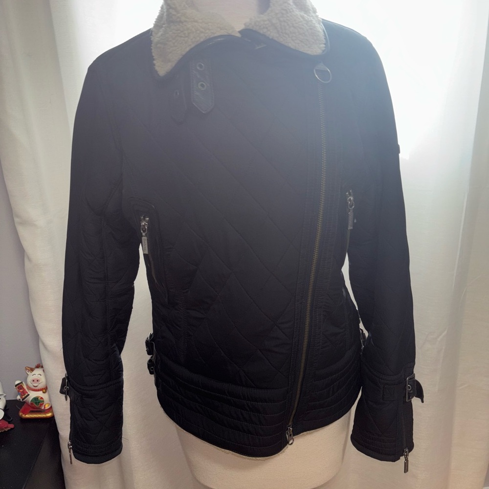 Barbour Black Quilted Women's Jacket with Faux Fur Collar